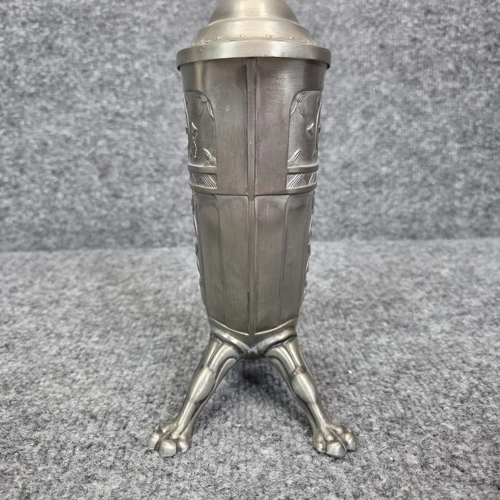Vintage Aksel Holmsen Pewter Viking Drinking Horn with Lid Made in Norway 1930's